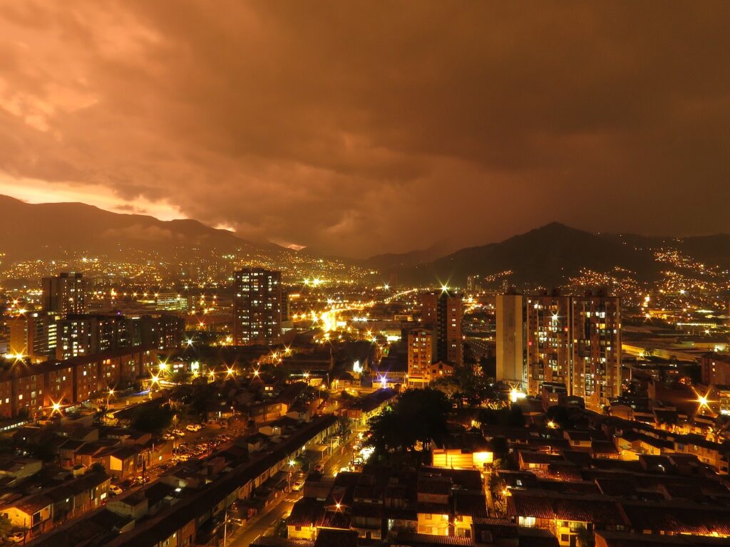 medellin, city, sunset