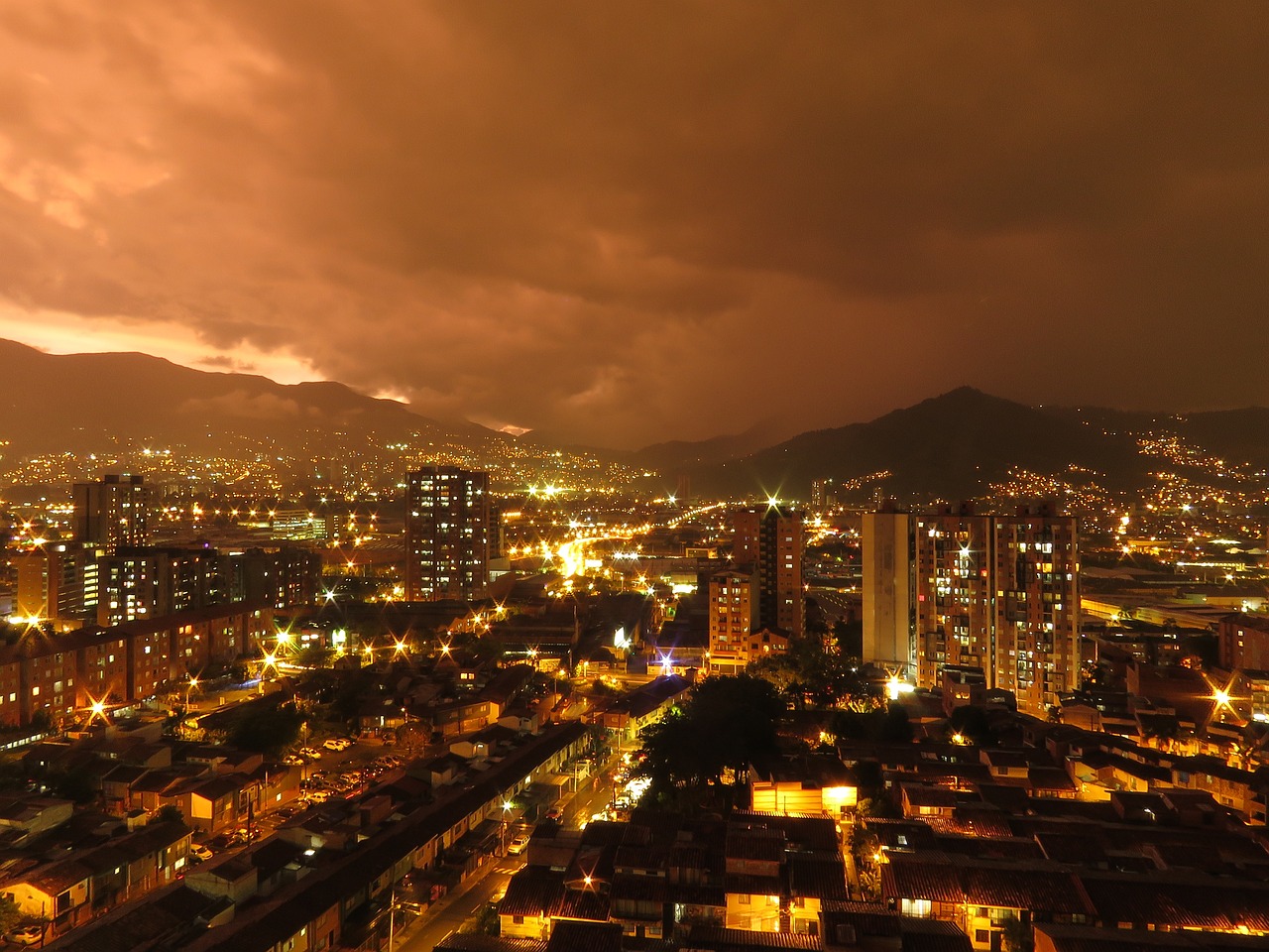 medellin, city, sunset
